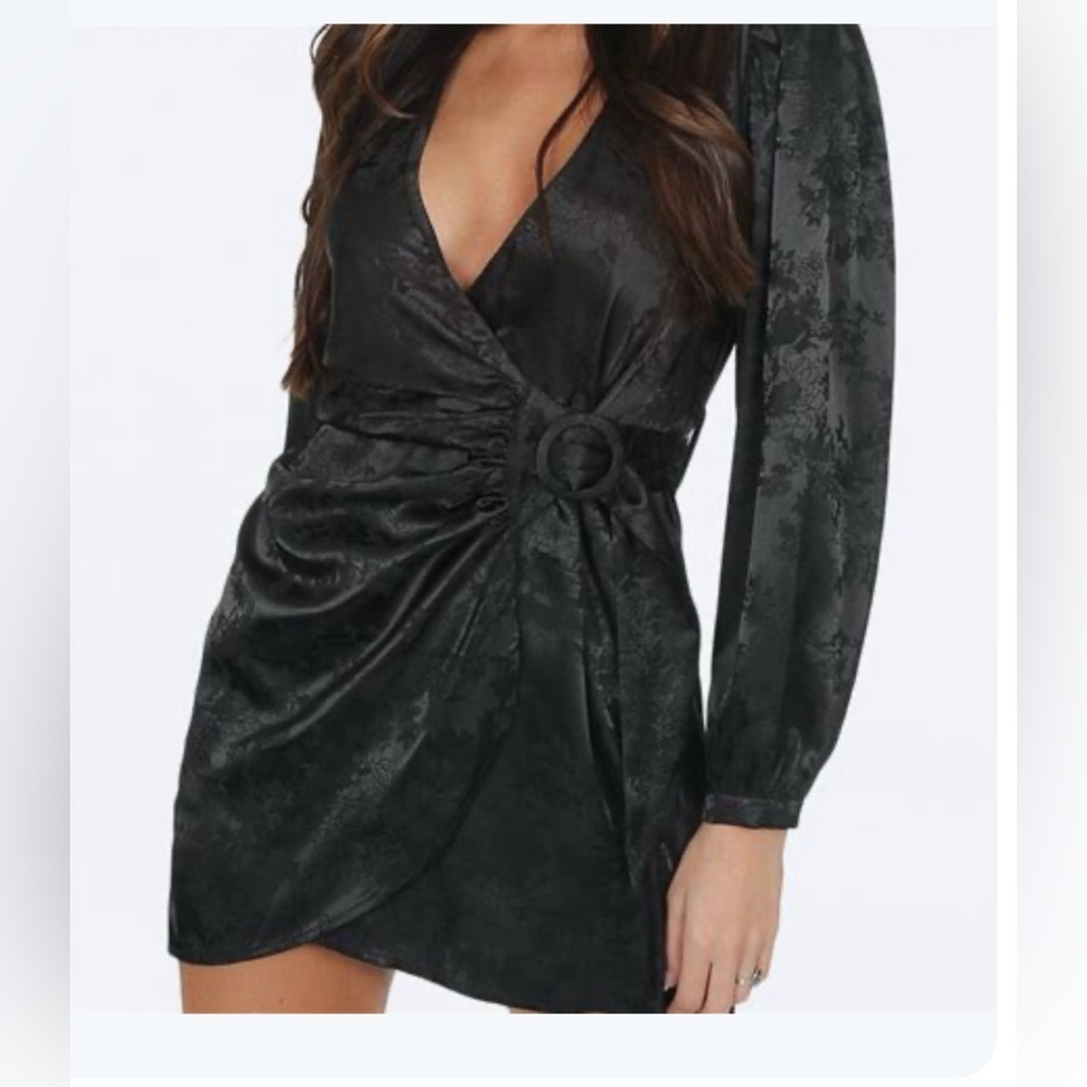 Vera & Lucy small black wrap Shimmer mini dress